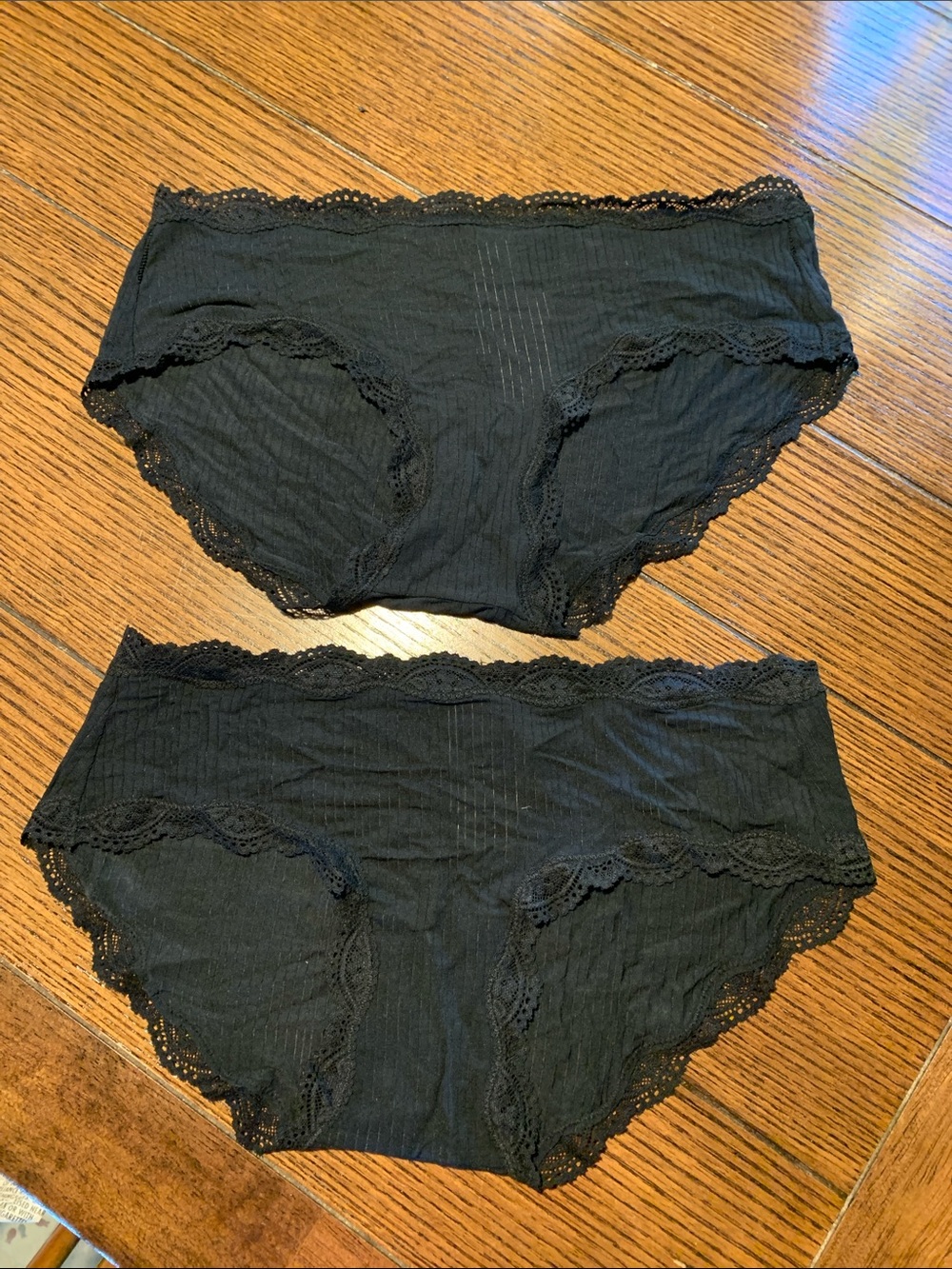 Aerie Women's Black Lace-Trim Boy brief Panties - Black two pairs